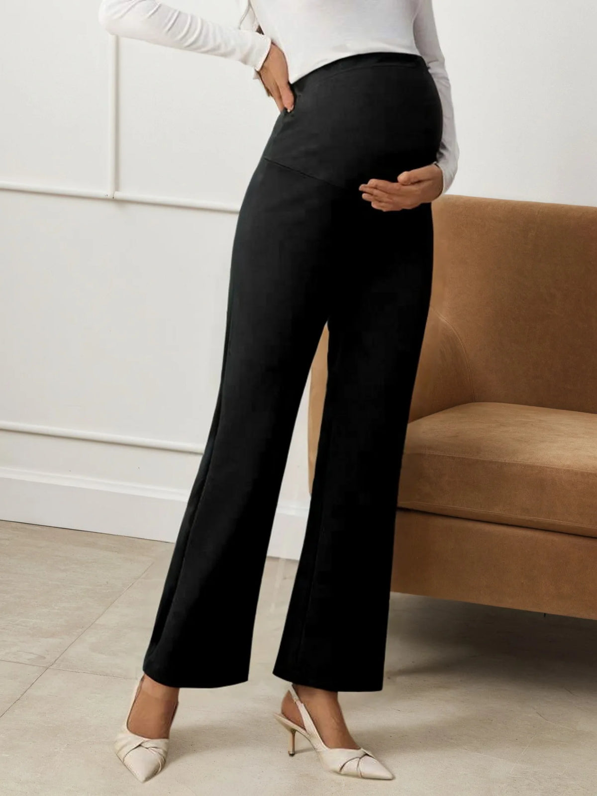 Spring Autumn Maternity Pants High-waist Belly Support Straight Pants Loose Wide-leg Casual Trousers For Pregnant Women Outwear Whispering Desires Shoppe