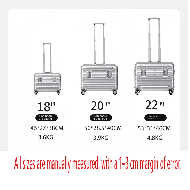 Bunnyfly 18/20-Inch Aluminum Alloy Magnesium Modern Carry-On Luggage Air Approval Aluminum Trolley Portable Cabin Size Suitcase Dsers