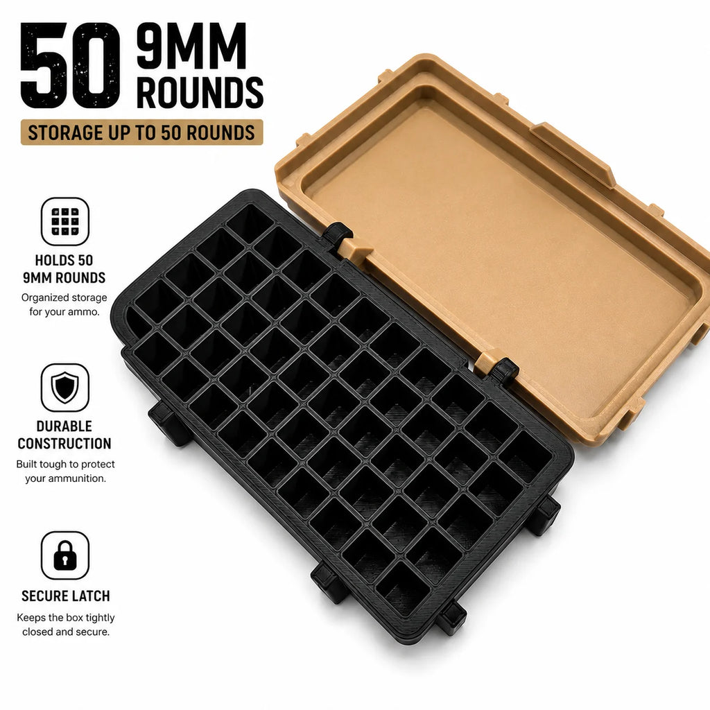 50-Round 9 mm Luger Ammunition Storage Box