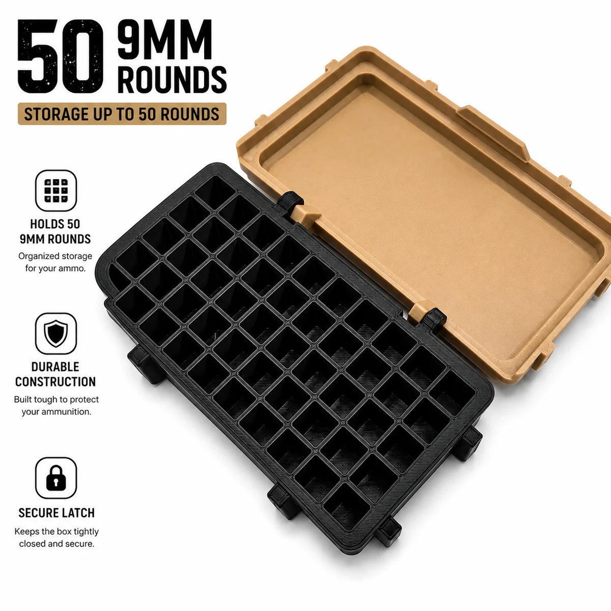 50-Round 9 mm Luger Ammunition Storage Box