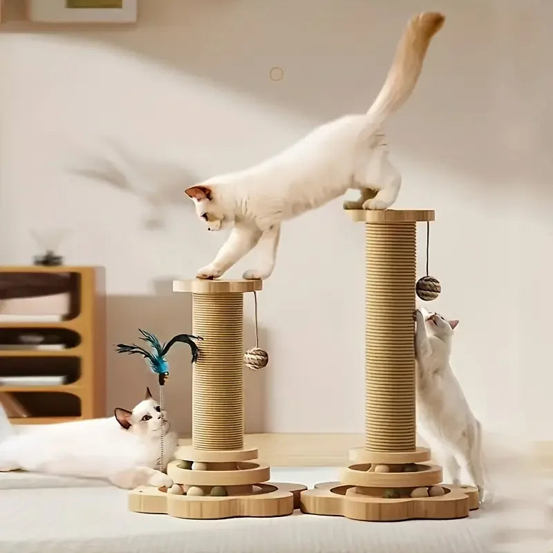 Wooden Cat Scratching Board with Rotating Platform