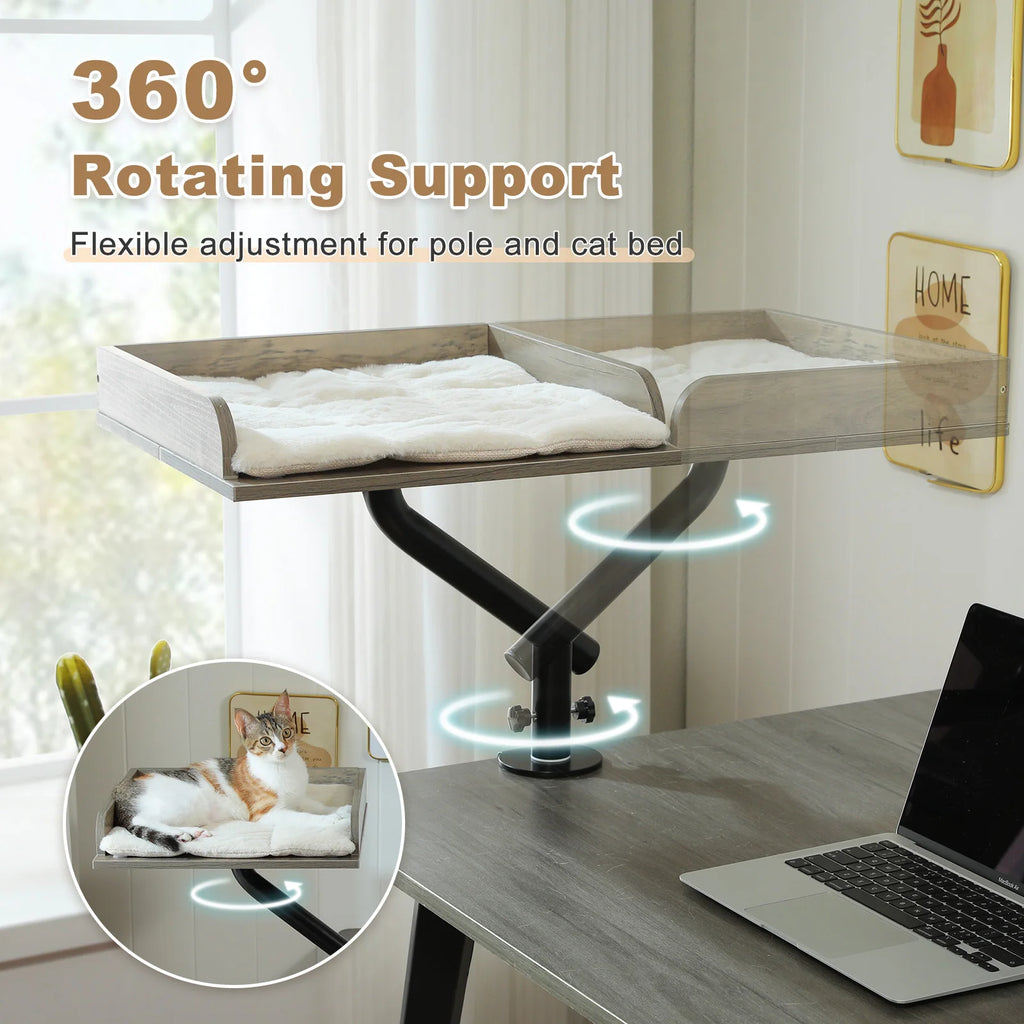 360° Rotating Desk-Mounted Cat Bed