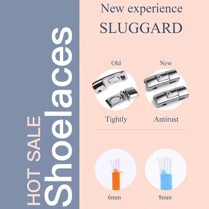 No-Tie Elastic Shoelaces with Press Locks – 8 mm