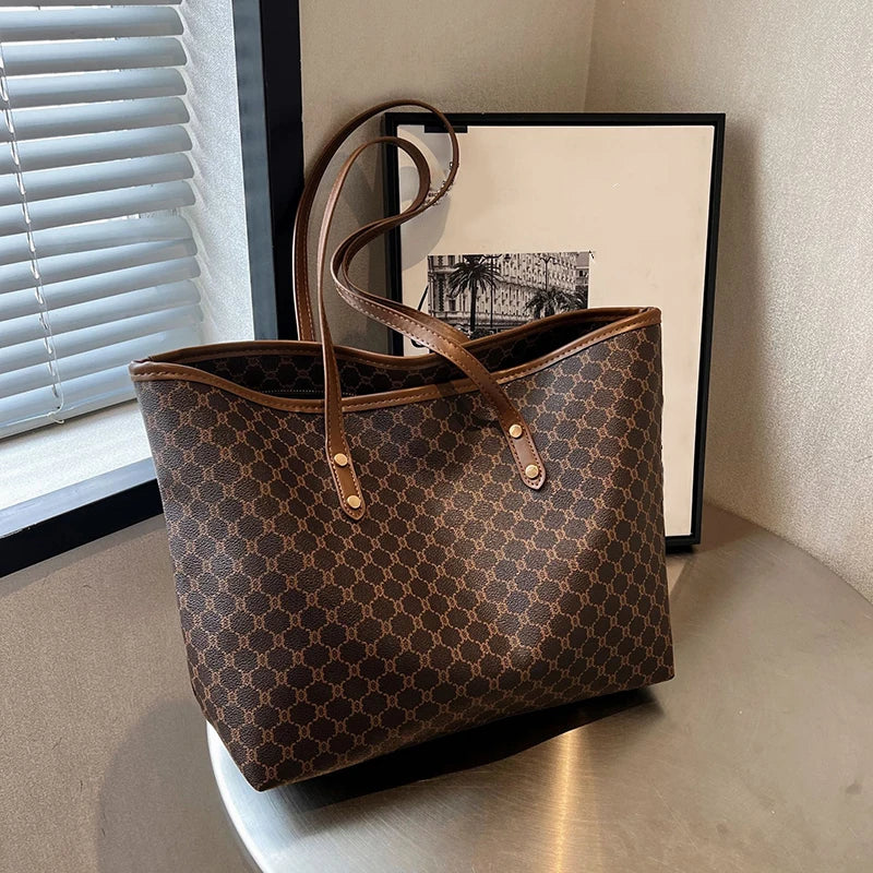 Women's PU Shoulder Tote with Zipper Closure