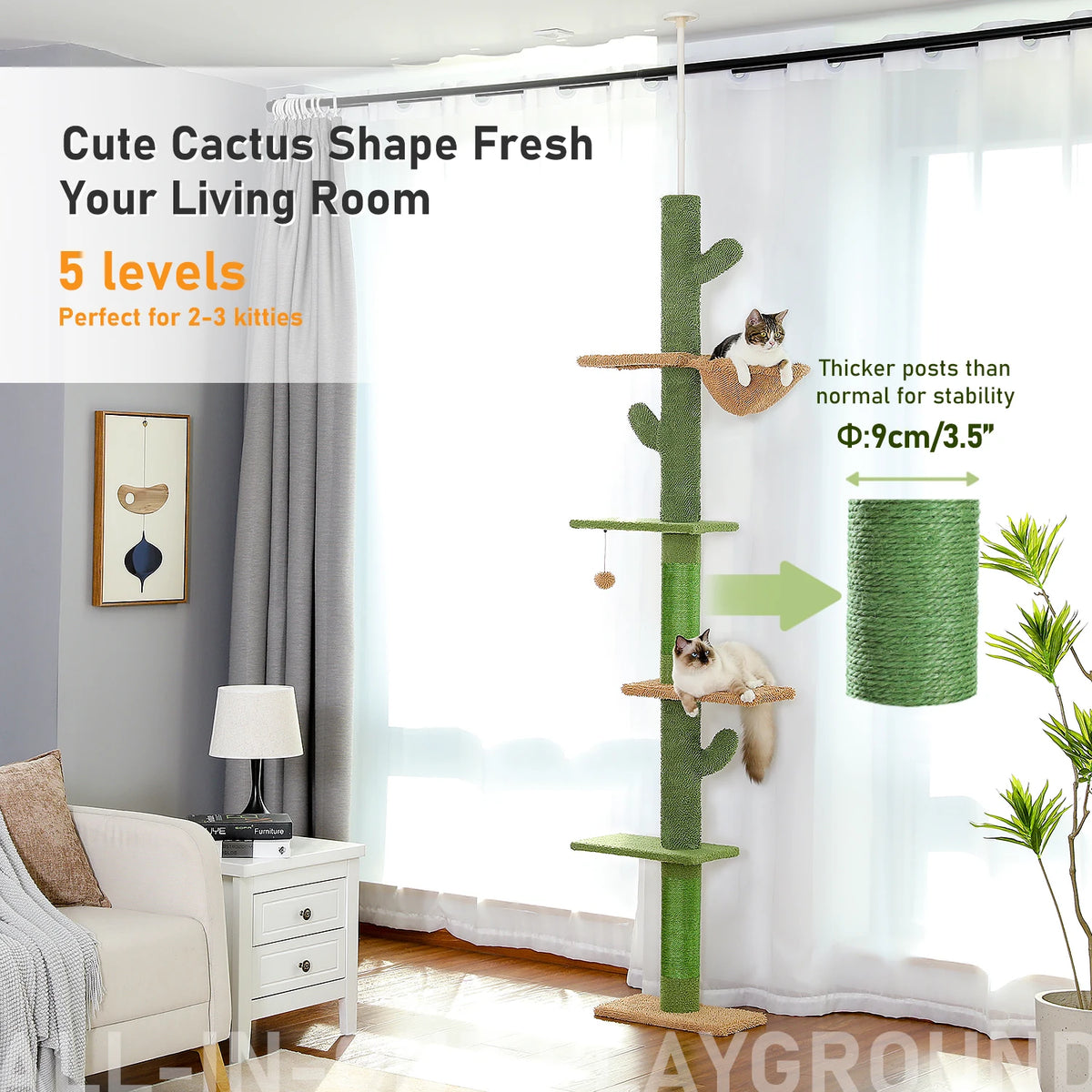 Five-Tier Cactus Floor-to-Ceiling Cat Tree