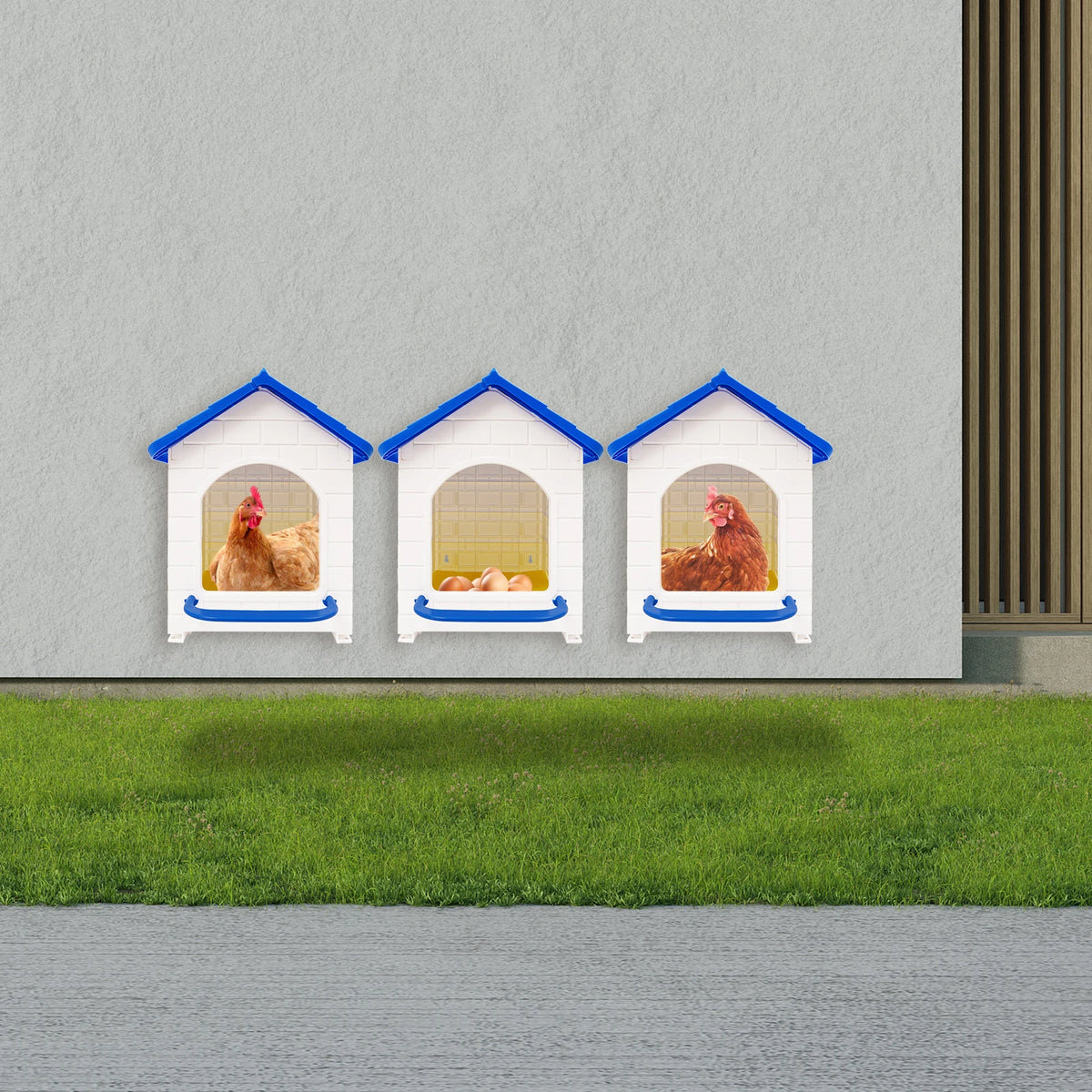 Plastic Chicken Nesting Boxes with Pads, 3-Pack