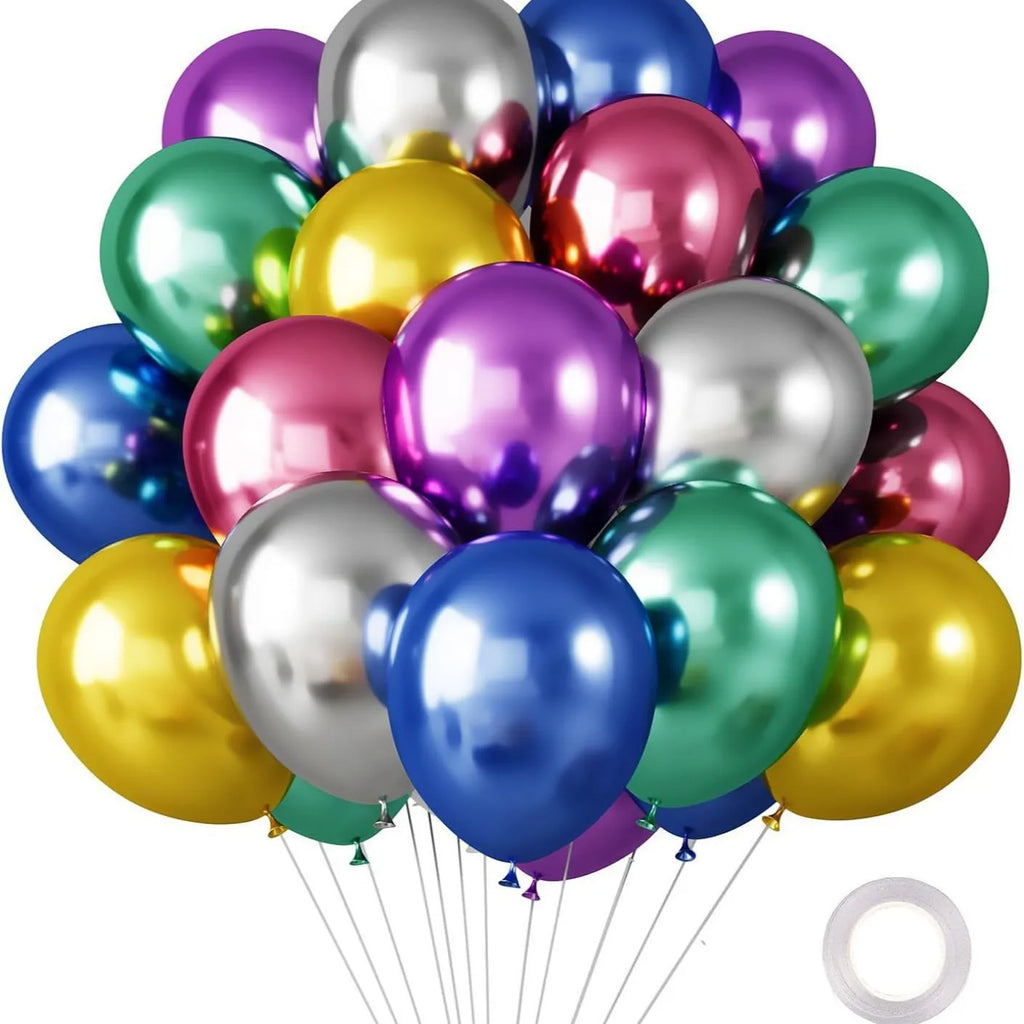 10-Inch Chrome Latex Balloons, 30-Pack