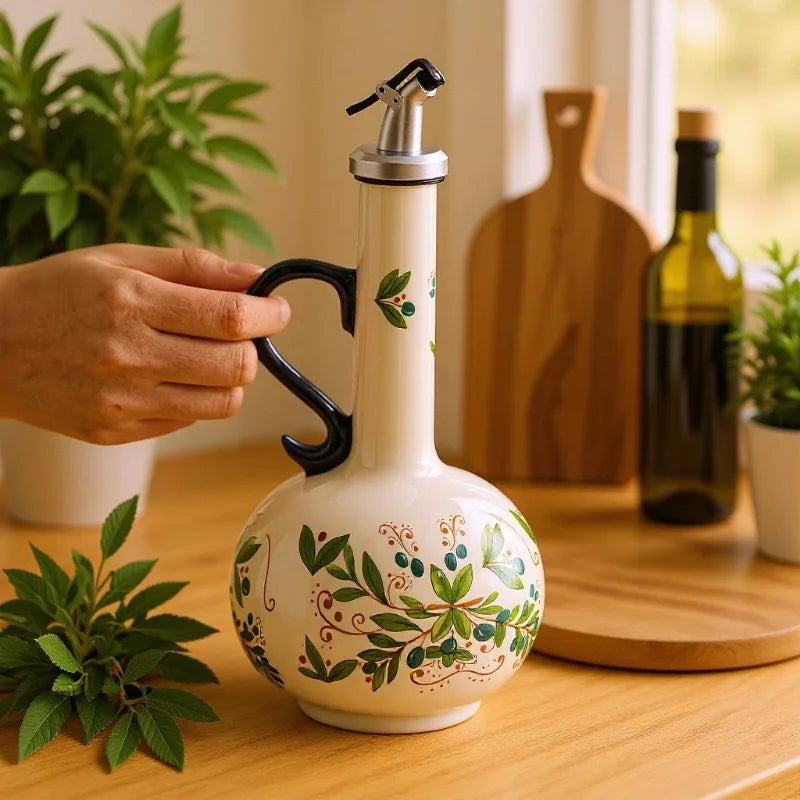 Decorative Ceramic Oil and Vinegar Dispenser