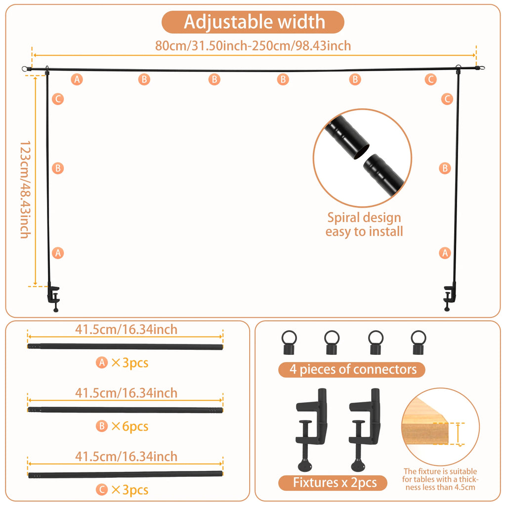 Adjustable Over-Table Decoration Stand, 80–250 cm