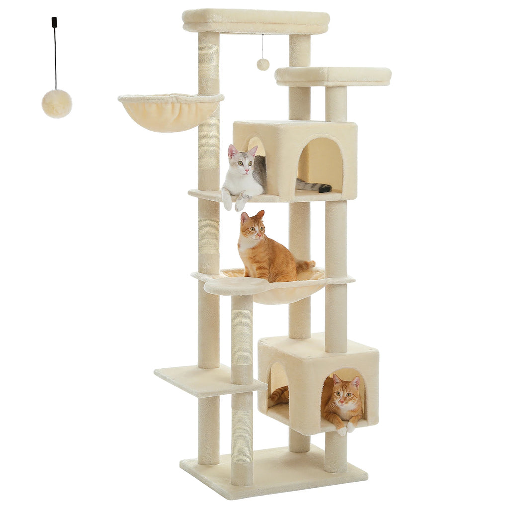 Tall Cat Tree for Indoor Cats Big Cat Tower with Super Large Hammock Cat Climbing Tree with Scratching Posts Condo House Black Whispering Desires Shoppe
