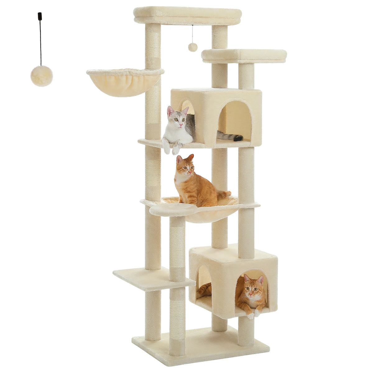 Tall Cat Tree for Indoor Cats Big Cat Tower with Super Large Hammock Cat Climbing Tree with Scratching Posts Condo House Black Whispering Desires Shoppe