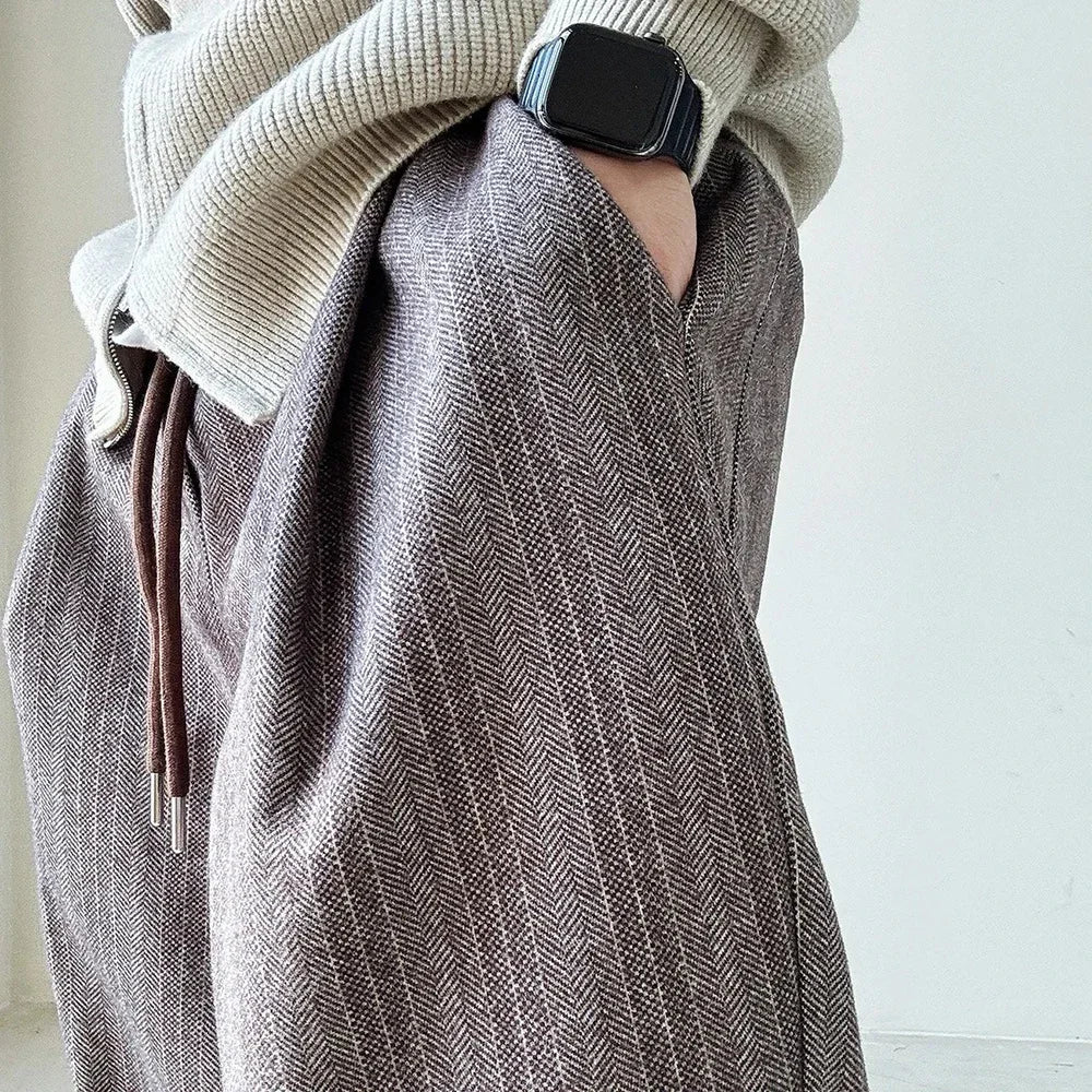 Men's Wide-Leg Drawstring Streetwear Pants
