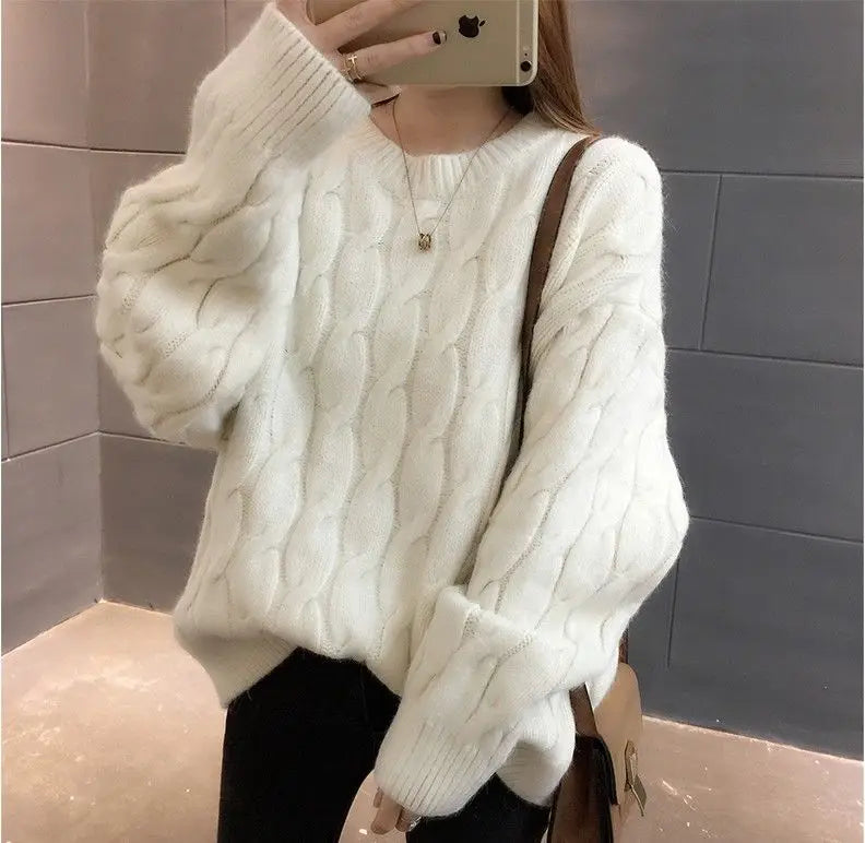 Women's Loose Round-Neck Knit Pullover