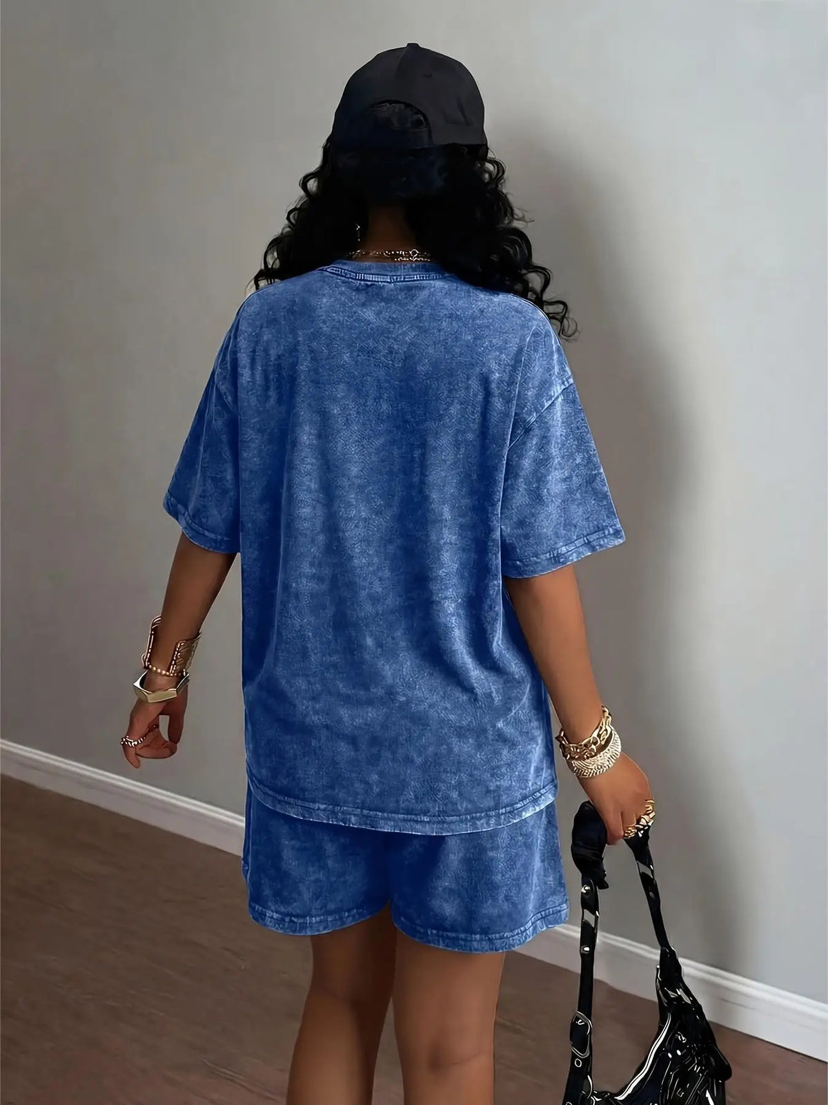 Women's Letter-Print Tee and Shorts Set