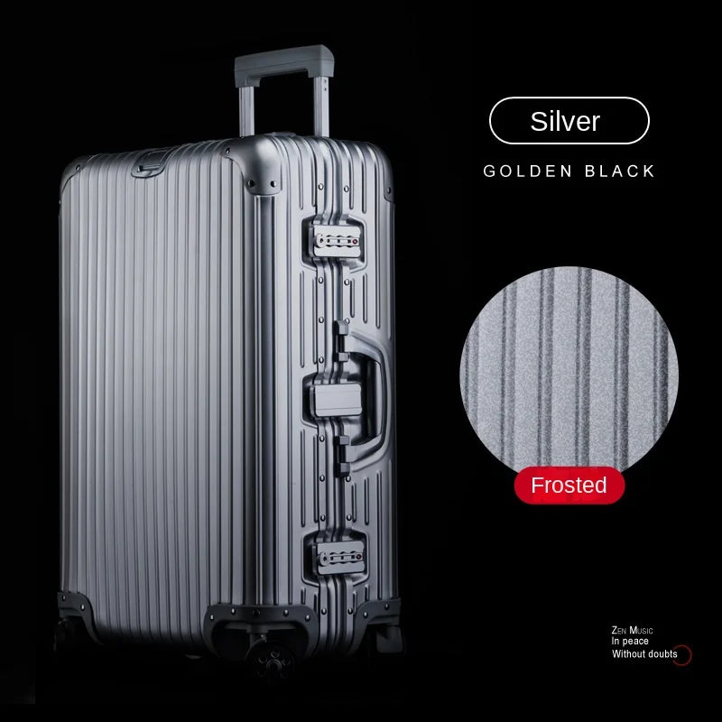 100% Aluminum Magnesium alloy Suitcase TSA Lock Metal Boardable Luggage Trolley Case Classic Glossy and Frosted Travel Suitcase Whispering Desires Shoppe