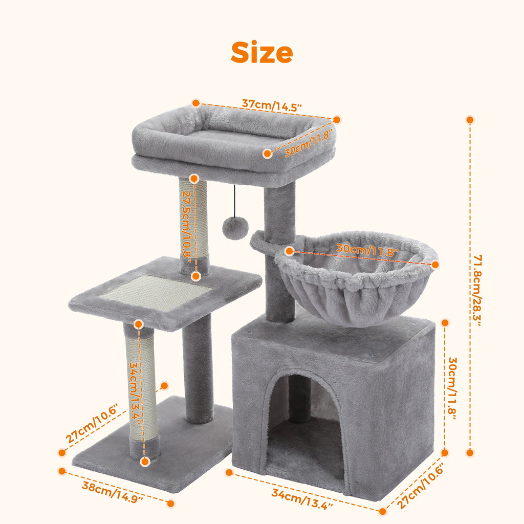 Compact Cat Tree with Removable Perch & Hammock