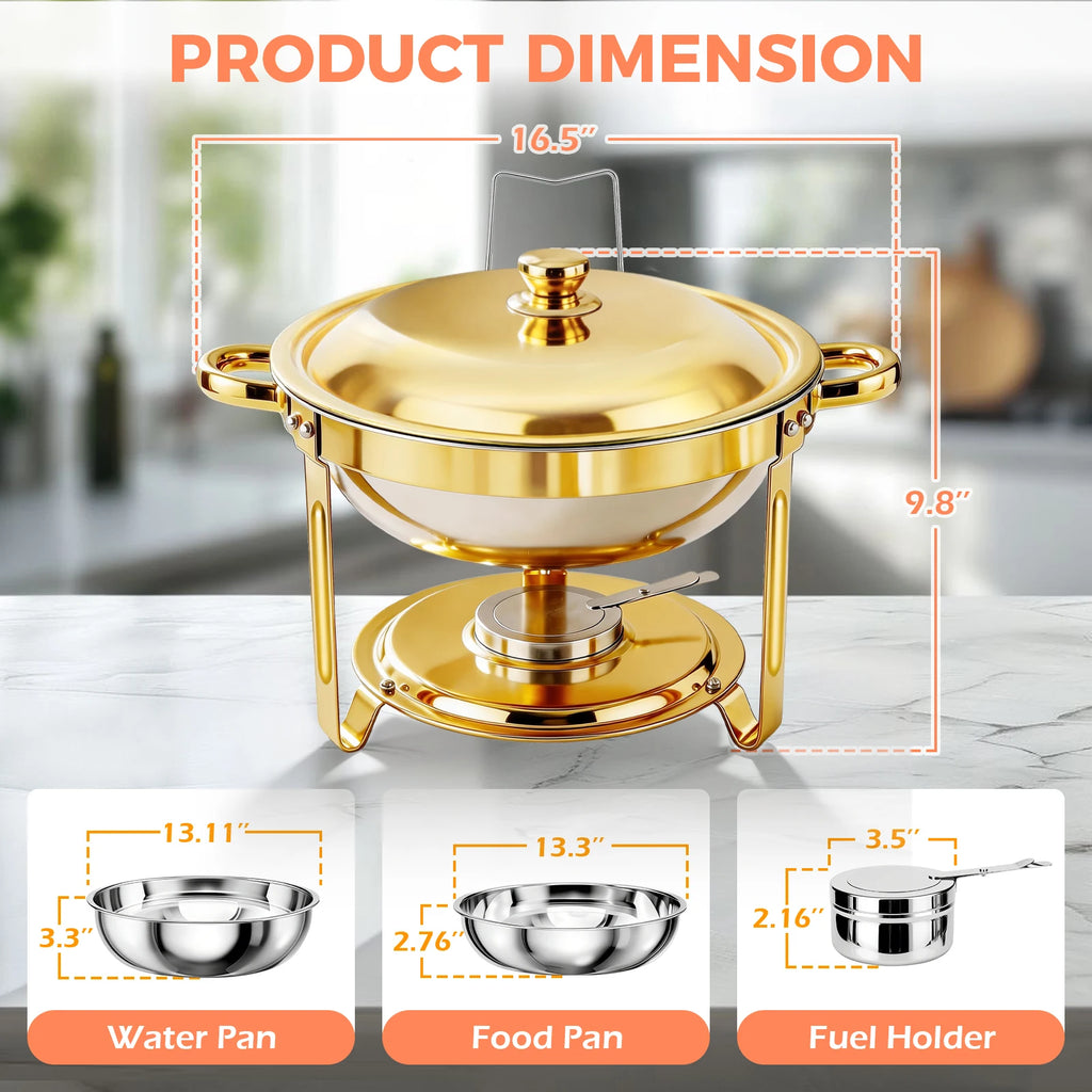 Round Stainless Steel Chafing Dishes — Assorted Packs