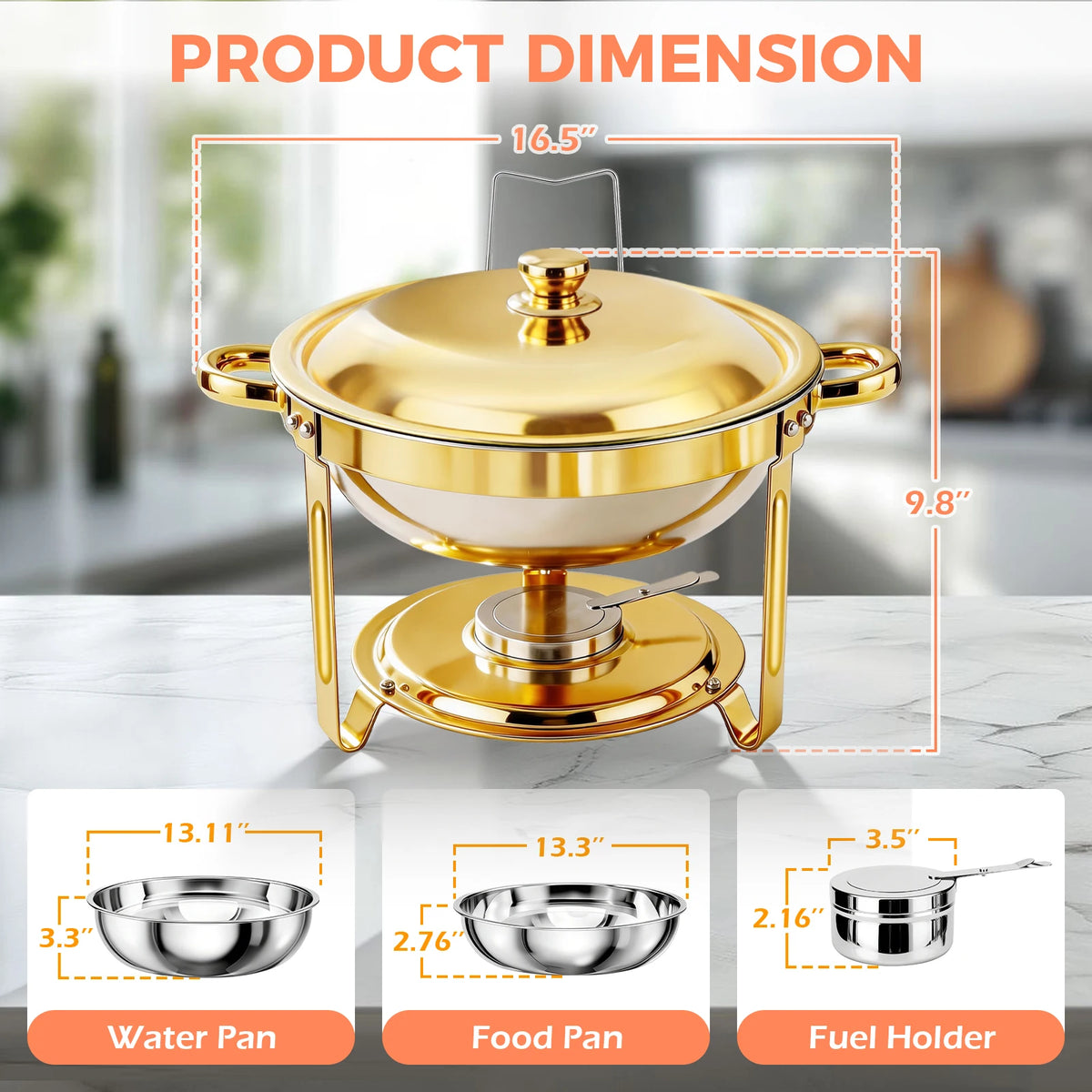 Round Stainless Steel Chafing Dishes — Assorted Packs