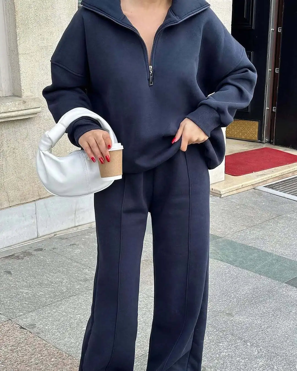 Women's Long-Sleeve Collared Top and Pants Set