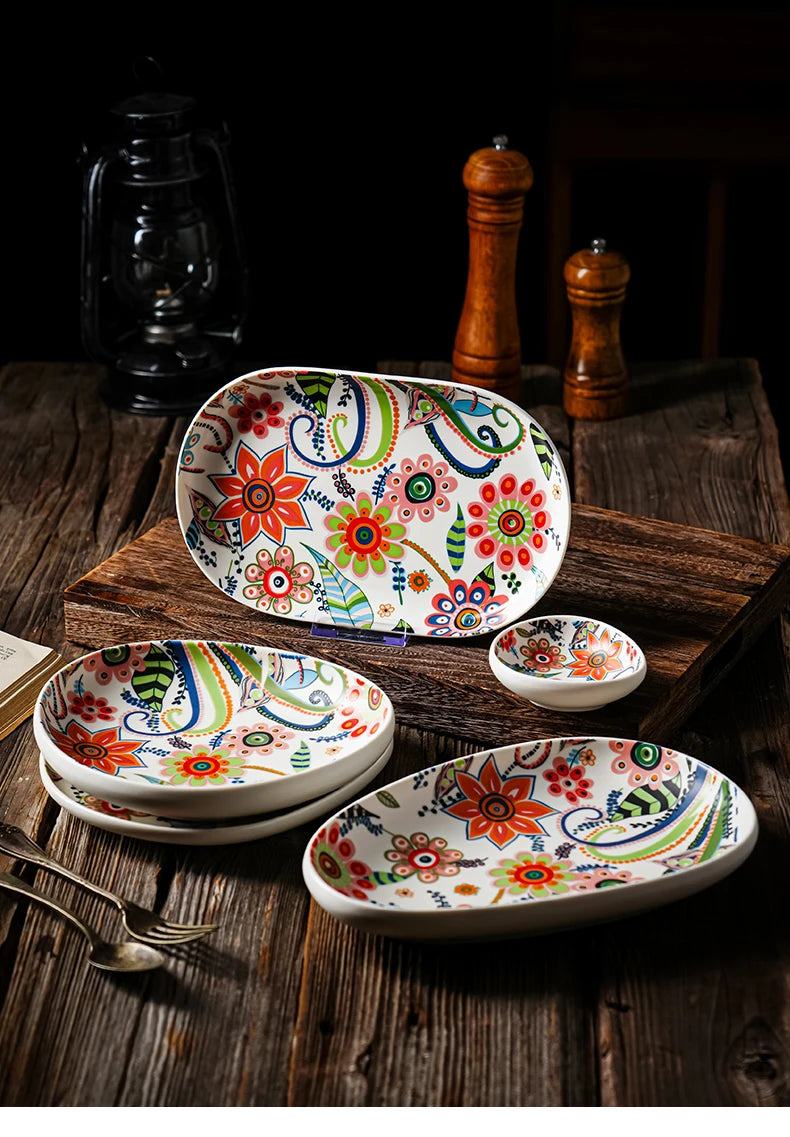Floral Ceramic Dinner Plate — 8 Inch