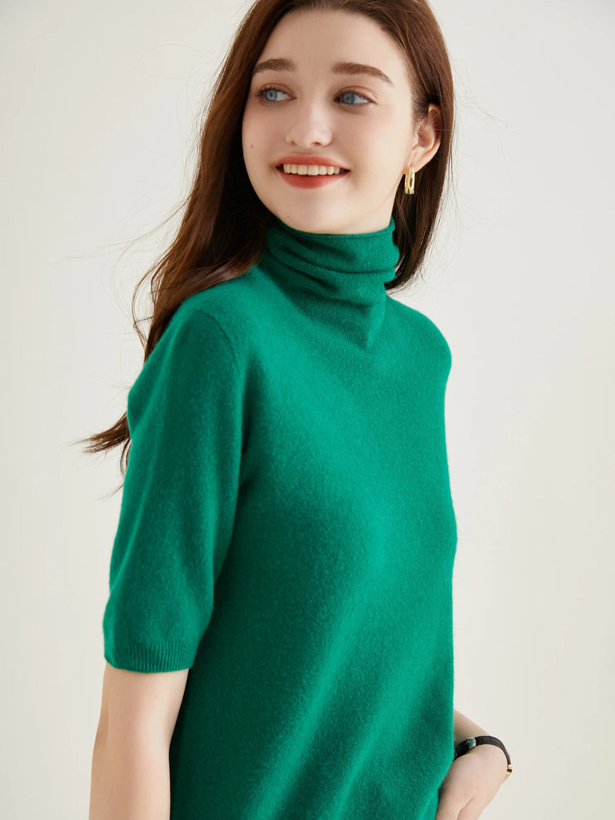 Women's Knit Tops Short Sleeve Fashion Women Sweaters New 100% Merino Wool Knitwears Vintage Sweater Turtleneck Pullover Clothes Dsers