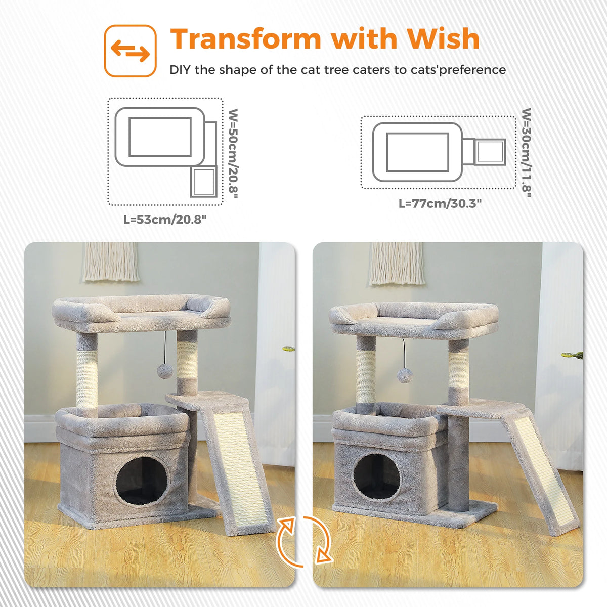 27" Cat Tree with Condo, Perch & Scratching Post