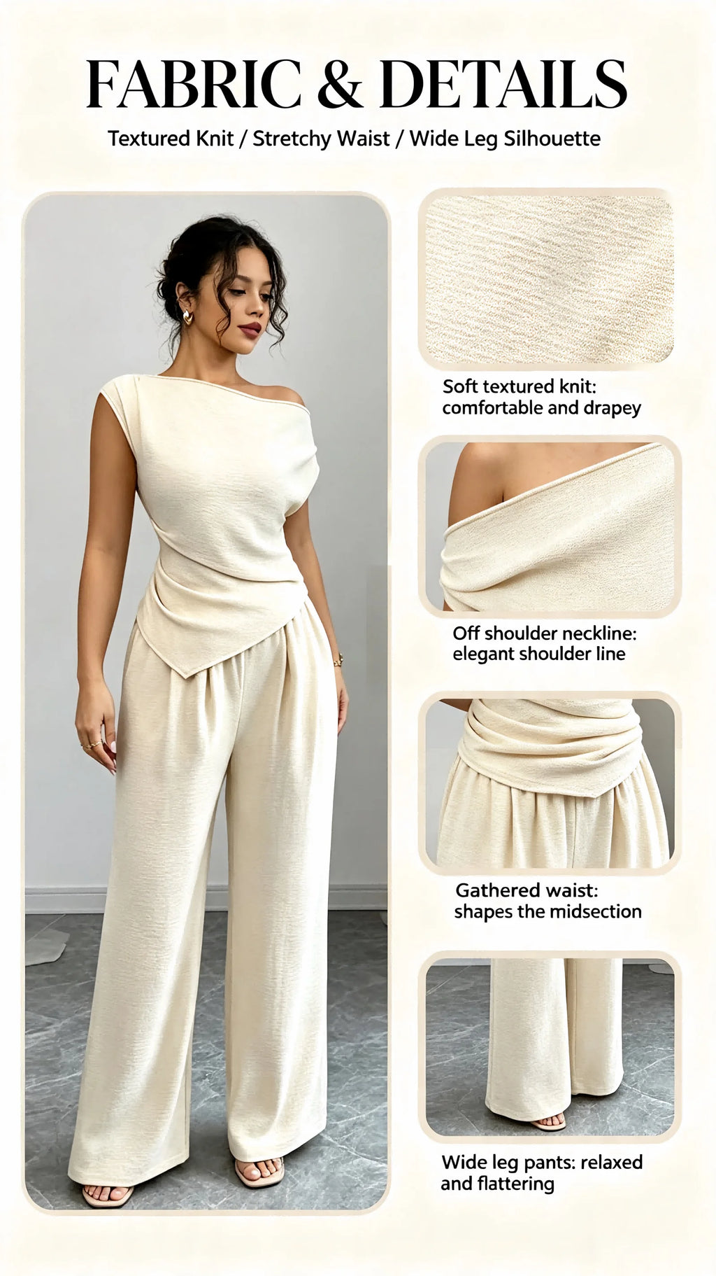 Women's Asymmetric Top and Wide-Leg Pants Set