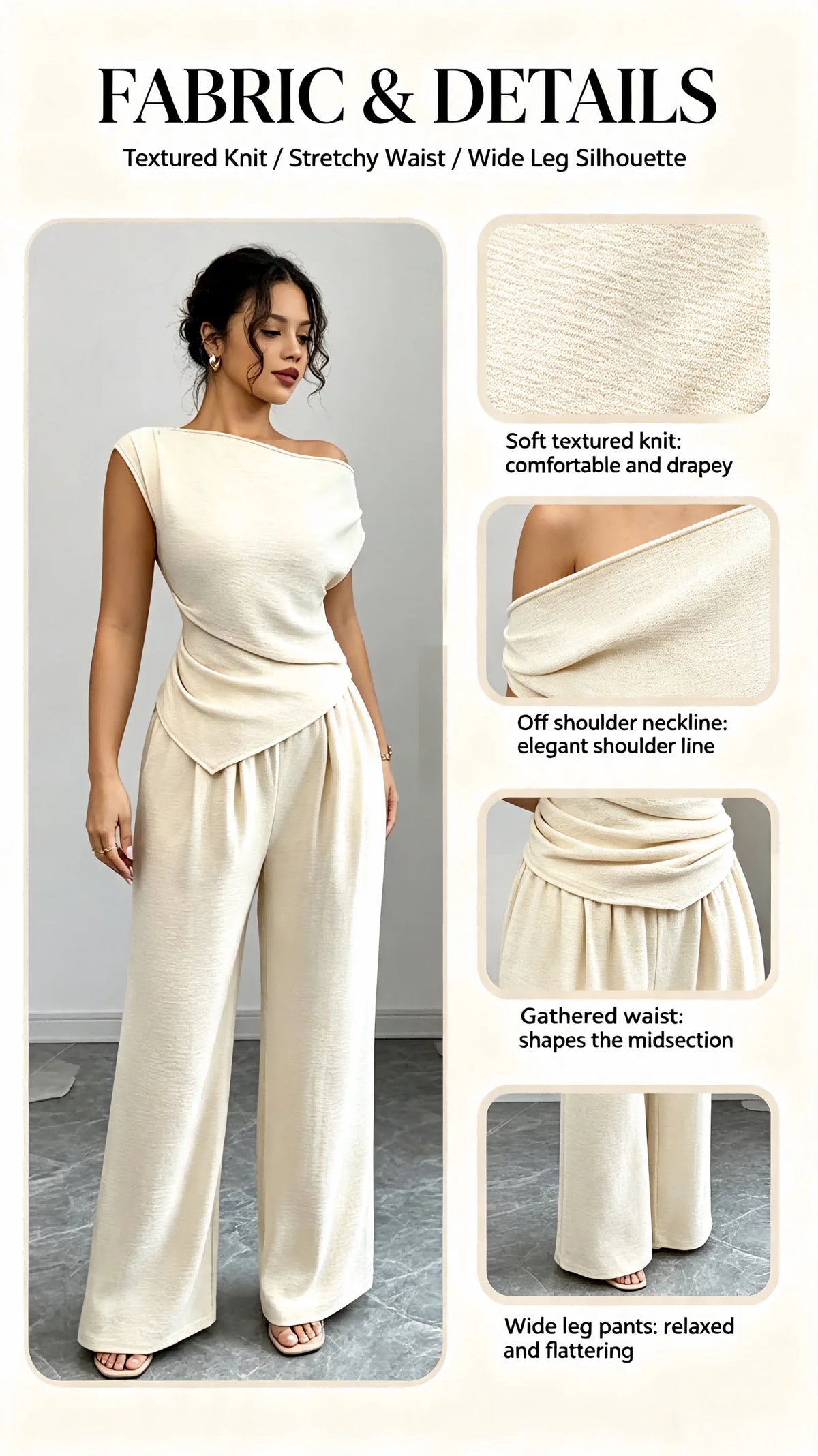 Women's Asymmetric Top and Wide-Leg Pants Set