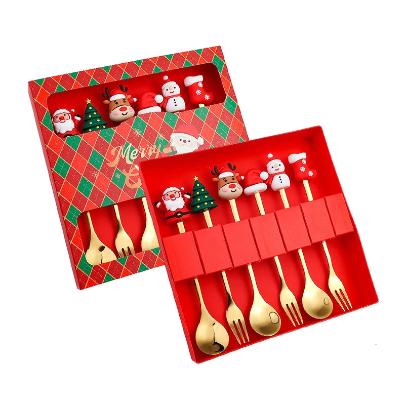 Christmas Stainless Steel Fork and Spoon Sets