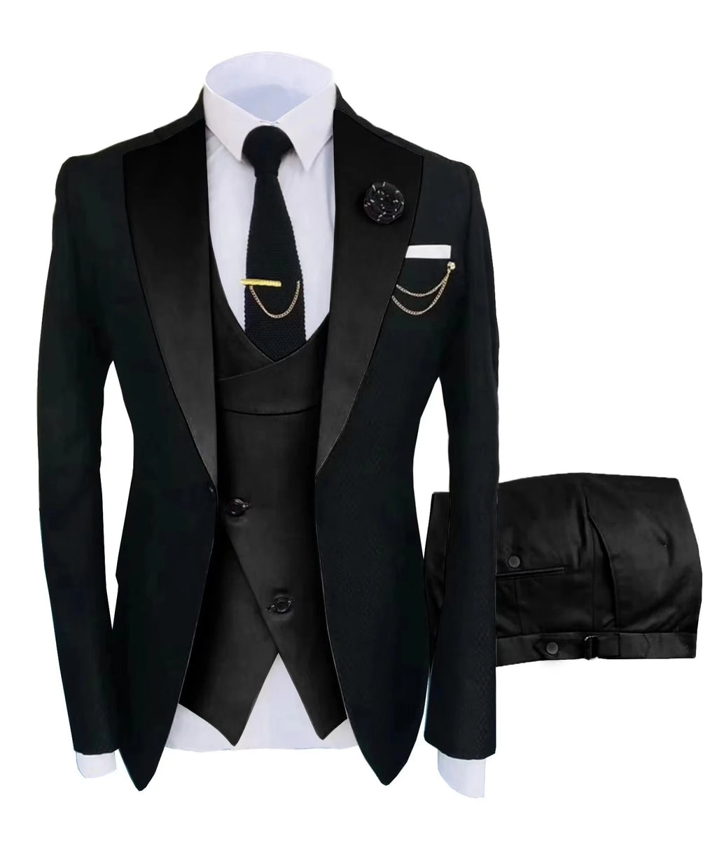 Men's Three-Piece Wedding Suit – Jacket, Vest & Pants