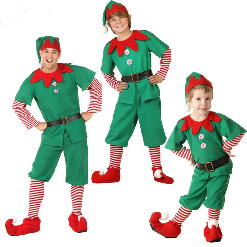 Kids Adult Christmas Clothing Set Kids Tops Pants Hat Belt Children Xmas Clothes Baby Boy Girl Birthday Outfit Elves Costume Whispering Desires Shoppe