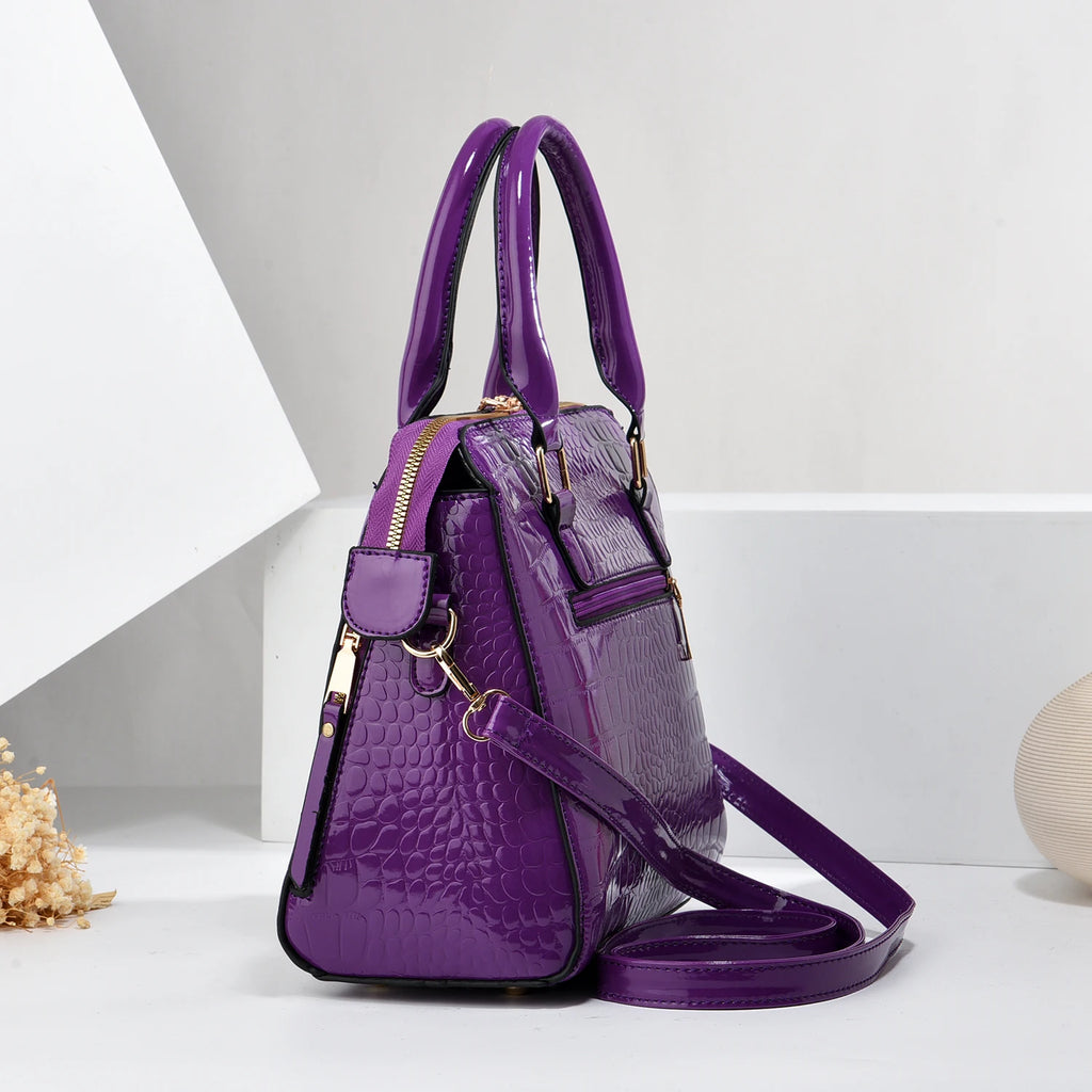 Women's Crocodile-Embossed PU Tote Bag
