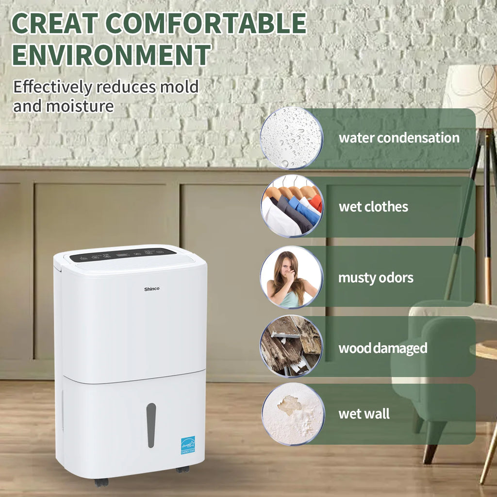 Shinco 150-Pint Large-Room Dehumidifier with Pump