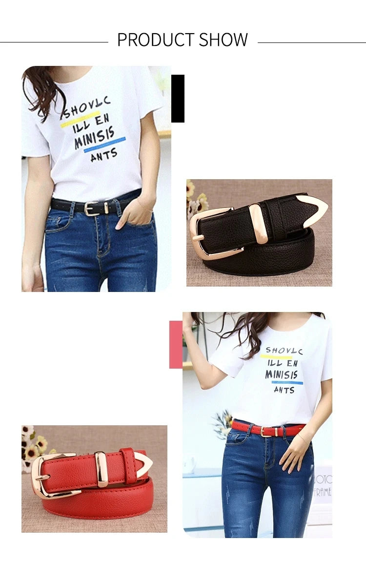 Women's Vintage-Style PU Trouser Belt