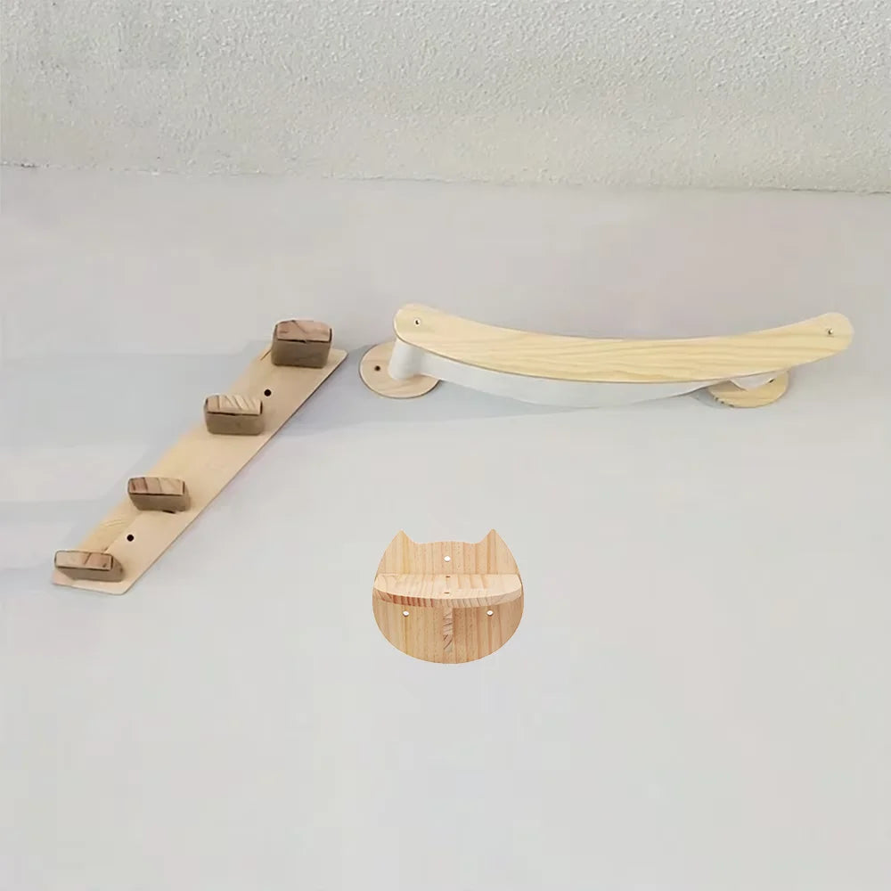 Wall-Mounted Cat Hammock & Climbing Stairs