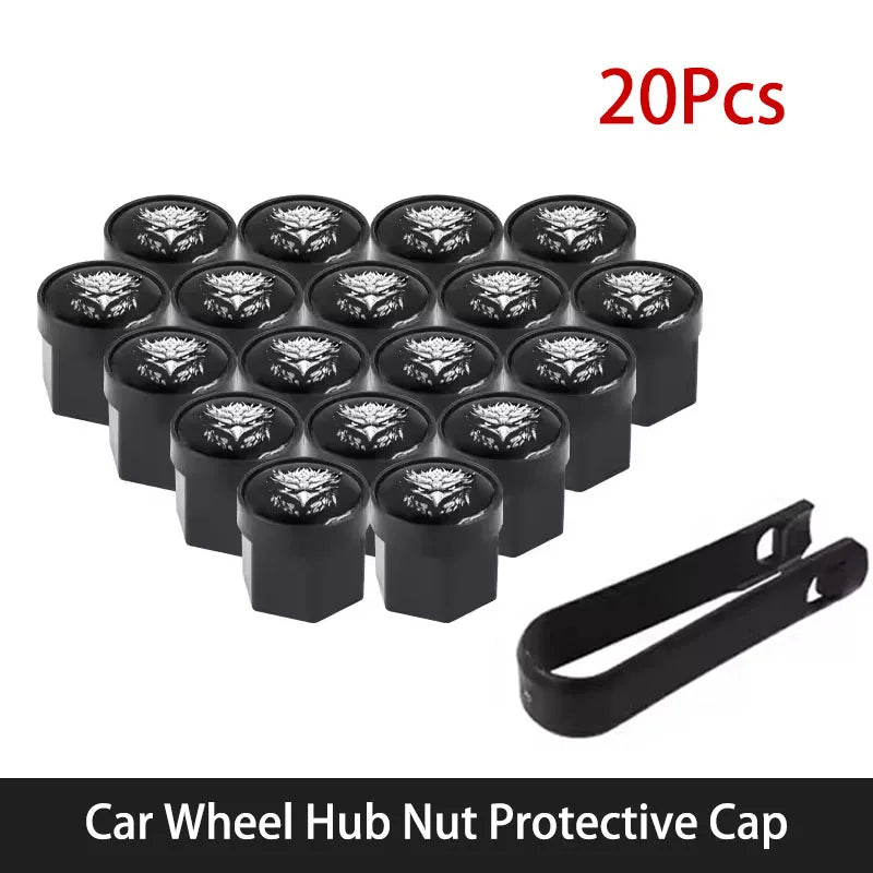 Wheel Lug Nut Covers – 20 Pieces, Assorted Designs