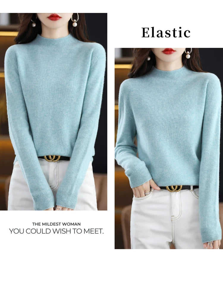Women's Wool Mock-Neck Knit Sweater