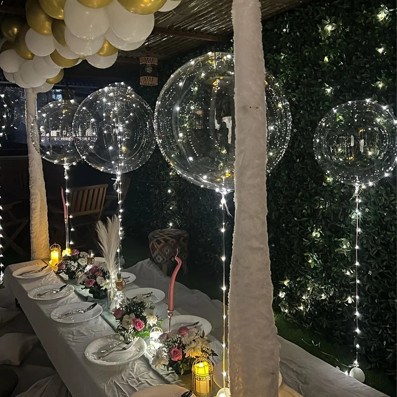 Clear 20-Inch LED Balloons with String Lights, 5 Sets