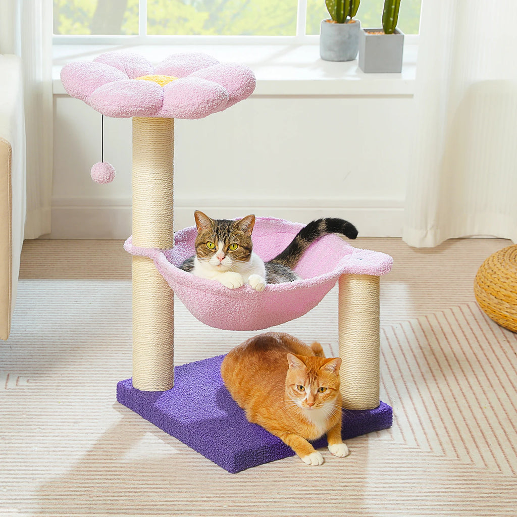 71cm Flower Cat Tree with Hammock & Scratching Post