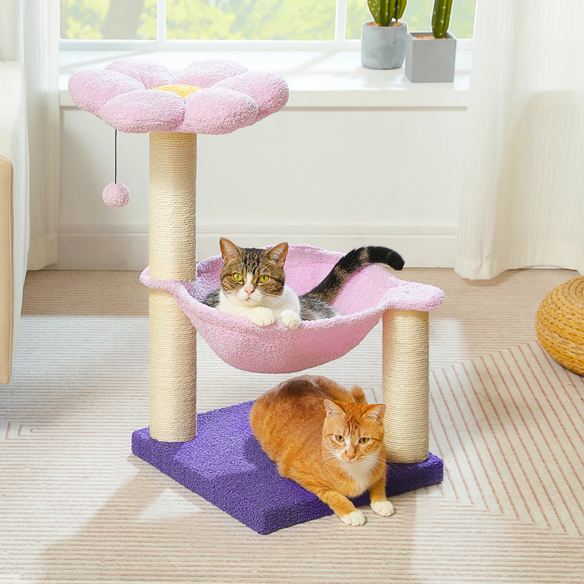 71cm Flower Cat Tree with Hammock & Scratching Post