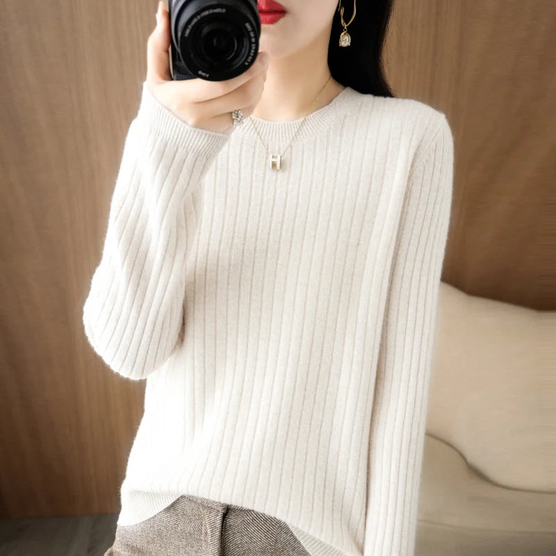 Women's Long-Sleeve Round-Neck Knit Pullover