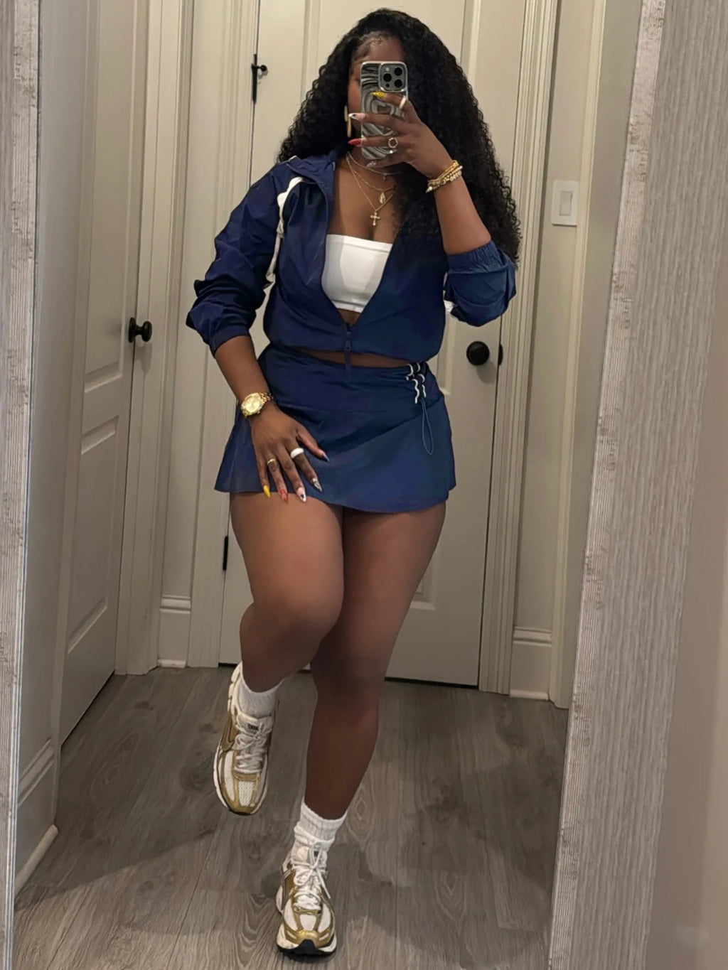 Long-Sleeve Top & Mini Skirt Set