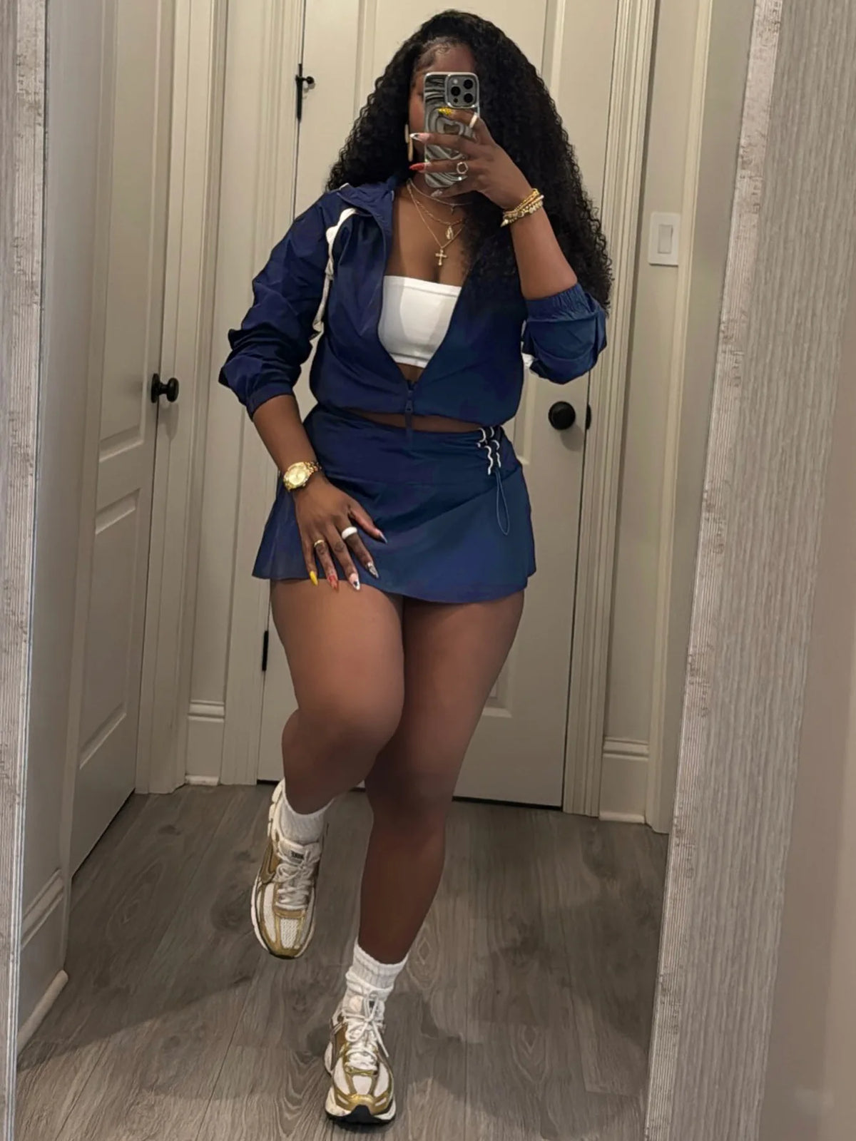 Long-Sleeve Top & Mini Skirt Set