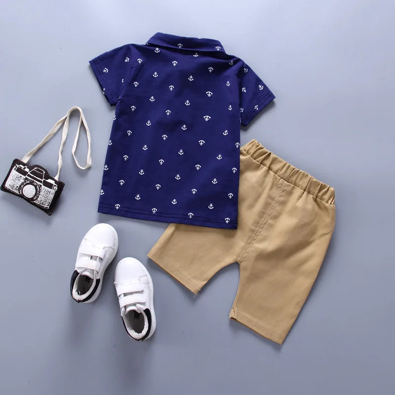 Children's Collared Shirt and Shorts Set