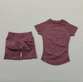 Women's Ribbed Short-Sleeve Top and Shorts Set