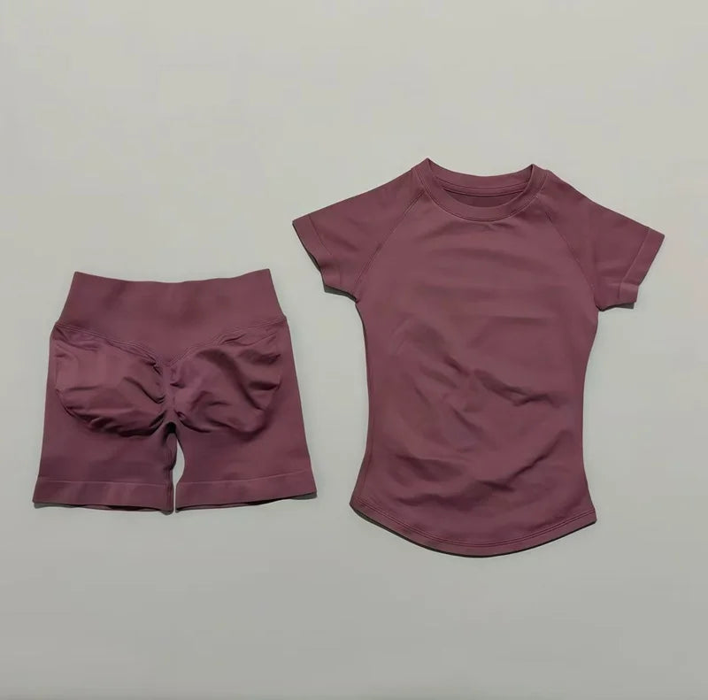 Women's Ribbed Short-Sleeve Top and Shorts Set