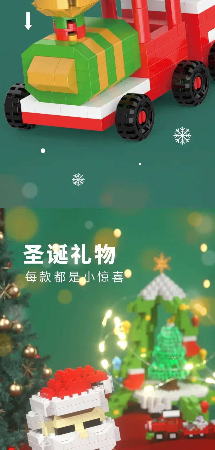 Santa & Reindeer Holiday Micro Building Block Sets