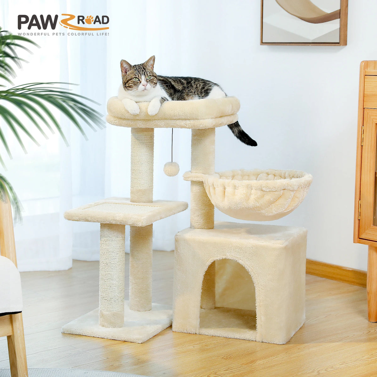 Compact Cat Tree with Removable Perch & Hammock