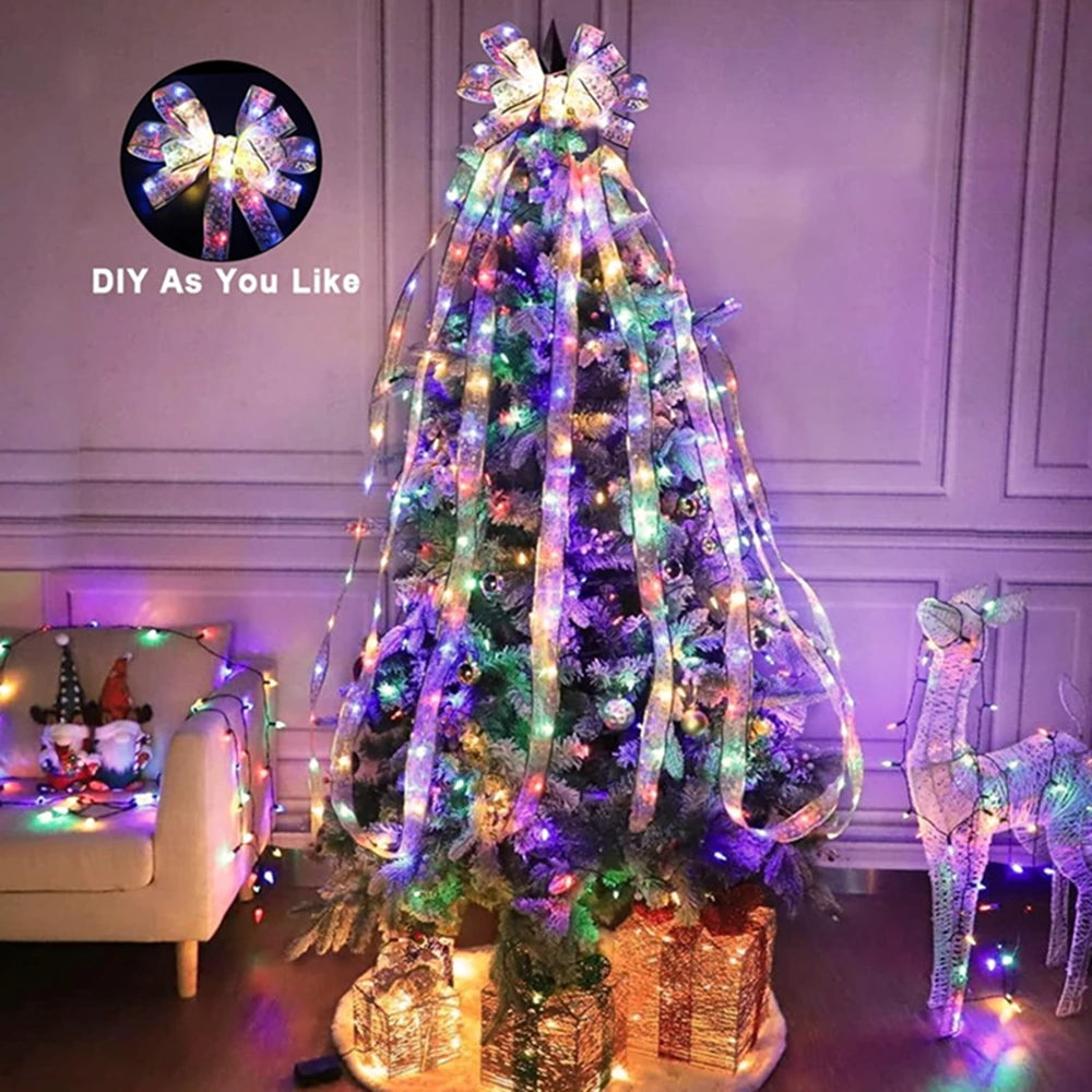 Christmas Ribbon Fairy Lights, 3 m or 5 m