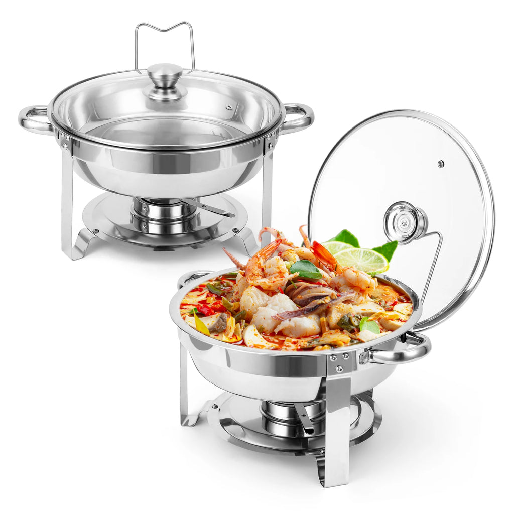 HiMISS 5-Quart Chafing Dishes with Glass Lids, 2-Pack
